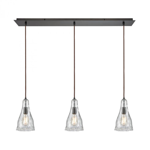 Elk Hand Formed Glass 3 Light Linear Mini Pendant Model: 10446/3LP
