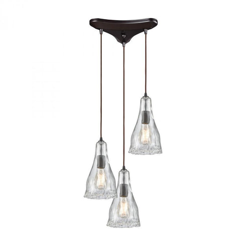 Elk Hand Formed Glass 3 Light Triangular Pendant Model: 10446/3