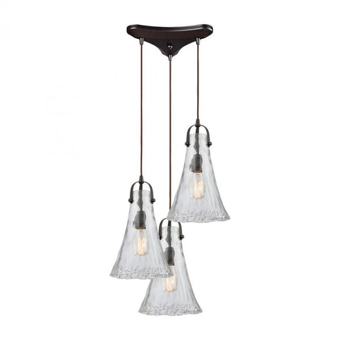 Elk Hand Formed Glass 3 Light Triangular Pendant Model: 10555/3