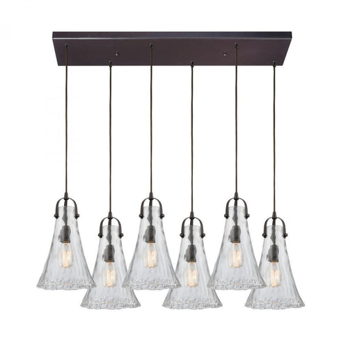 Elk Hand Formed Glass 6 Light Rectangular Pendant Model: 10555/6RC