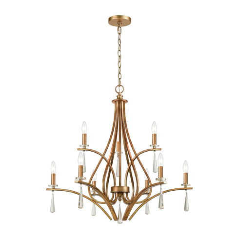 Elk Katania 9 Light Chandelier In Antique Gold Model: 75148/9