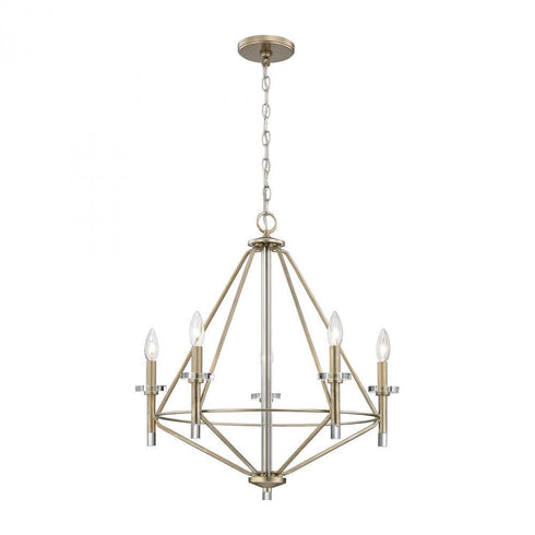 Elk Lacombe 5 Light Chandelier In Aged Silver Model: 81202/5