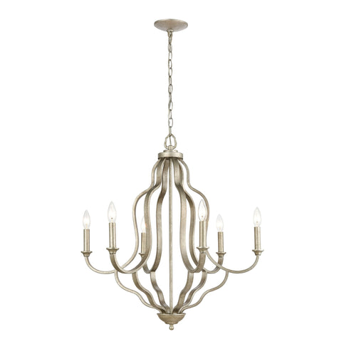 Elk Lanesboro 6 Light Chandelier In Dusted Silver Model: 75106/6