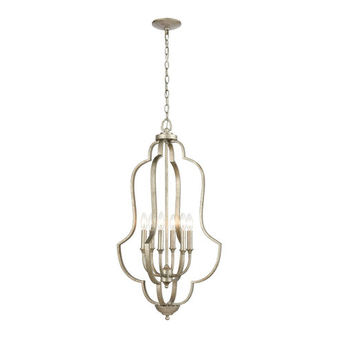 Elk Lanesboro 6 Light Pendant In Dusted Silver Model: 75105/6