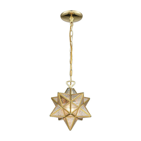 Elk Moravian Star 1 Light Mini Pendant In Brass Model: 1145-017