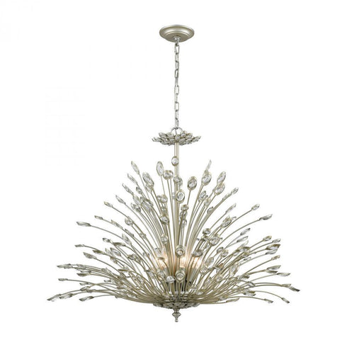 Elk Mullica 8 Light Chandelier In Aged Silver Model: 33185/8