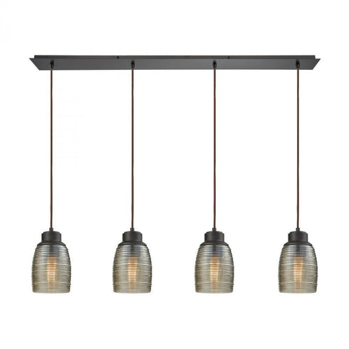 Elk Muncie 4 Light Linear Pendant Fixture In Oil Model: 46216/4LP