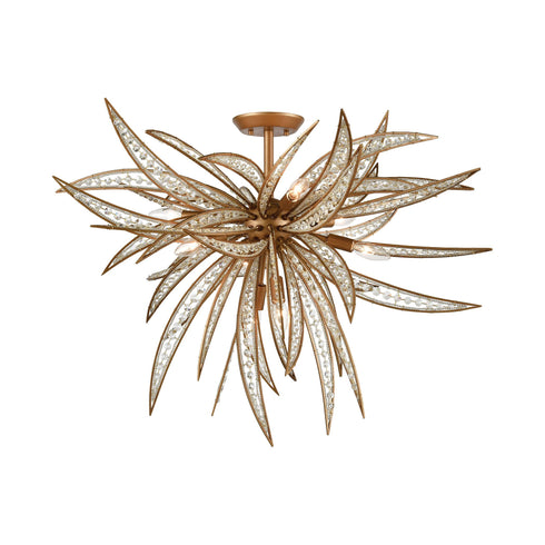 Elk Naples 8 Light Semi Flush In Matte Gold With Model: 16763/8