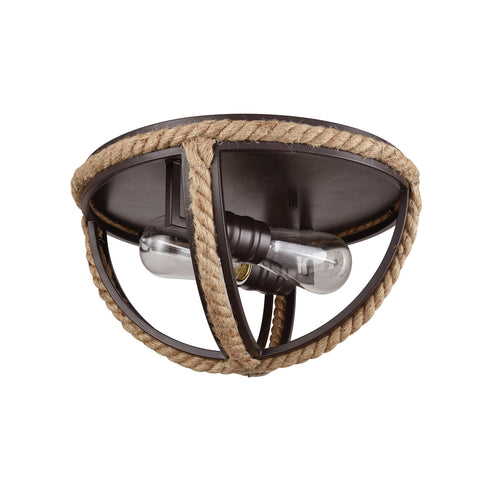 Elk Natural Rope 2 Light Flush Mount In Oil Model: 63062-2