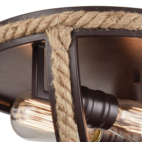 Elk Natural Rope 2 Light Flush Mount In Oil Model: 63062-2