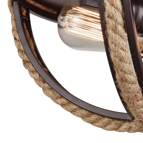 Elk Natural Rope 2 Light Flush Mount In Oil Model: 63062-2