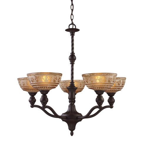 Elk Norwich 5 Light Chandelier In Oiled Bronze Model: 66197-5