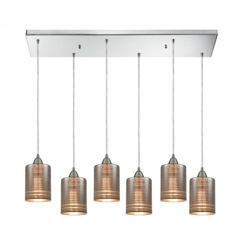 Elk Plated Rings 6 Light Rectangular Pendant Model: 10565/6RC