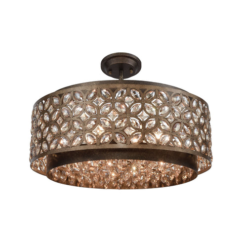 Elk Rosslyn 6 Light Chandlier In Mocha And Deep Model: 12154/6