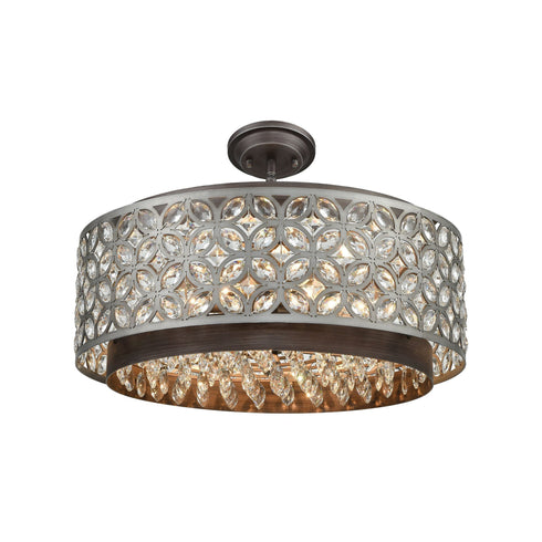 Elk Rosslyn 6 Light Chandlier In Weathered Zinc Model: 12164/6