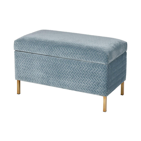 Elk Shake Storage Bench In Blue Chenille And Gold Model: 3169-104