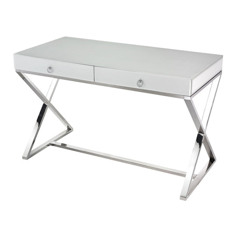 Elk Super White Glass 2 Drawer Desk Model: 1141105