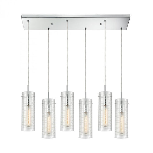 Elk Swirl 6 Light Rectangular Pendant Fixture In Model: 56595/6RC