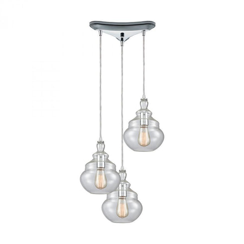 Elk Tabor 3 Light Triangular Pendant Fixture In Model: 10562/3