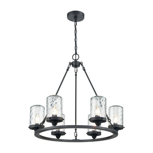 Elk Torch 6 Light Outdoor Chandelier In Charcoal Model: 45406/6