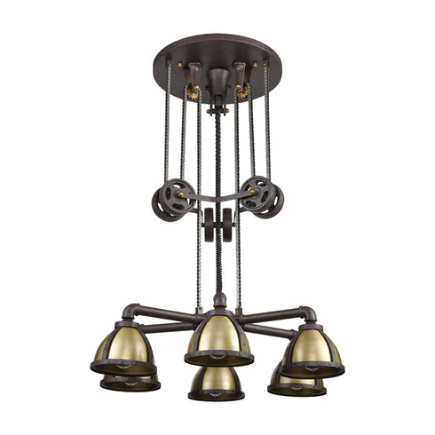 Elk Torque 6 Light Chandelier In Vintage Rust And Model: 65154/6