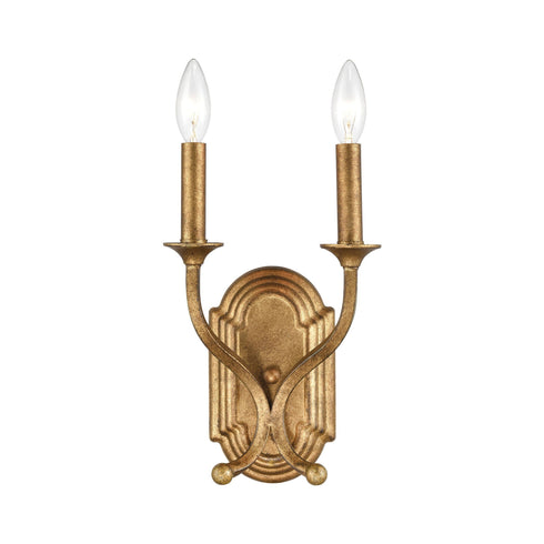 Elk Wembley 2 Light Sconce In Antique Gold Model: 75121/2
