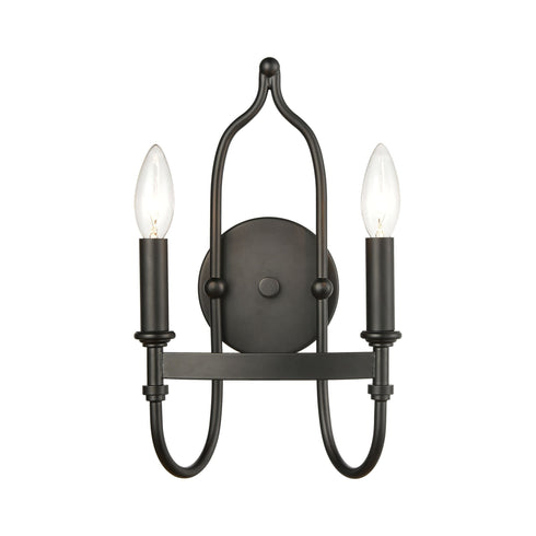 Elk Wickshire 2 Light Sconce In Matte Black Model: 46381/2