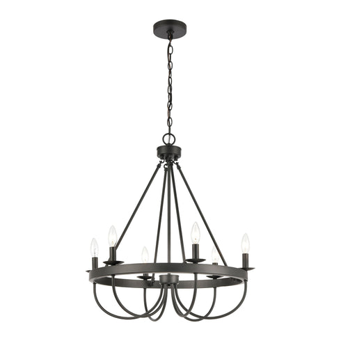 Elk Williamson 6 Light Chandelier In Black Model: 75077/6