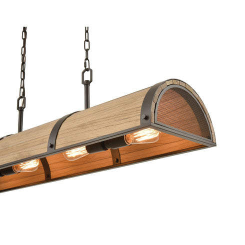 Elk Wooden Barrel 4 Light Island Light In Oil Model: 33365/4
