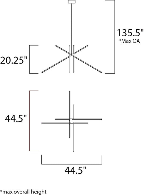 ET2 Alumilux Aster Multi Light Pendant Model: E41443-BK