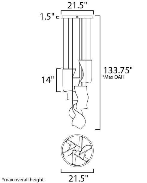 ET2 Rinkle Multi Light Pendant Model: E24875-133FG
