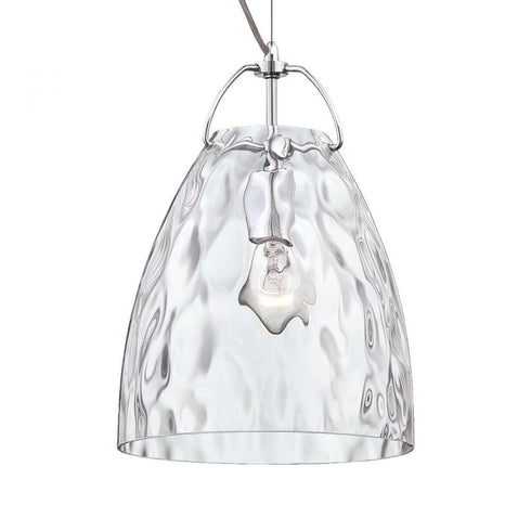 Eurofase 22900-012 Amero Faceted Blown Glass Light Pendant Clear Glass Shade Chrome Finish 1 A1 2 Light Bulb 14 Inch