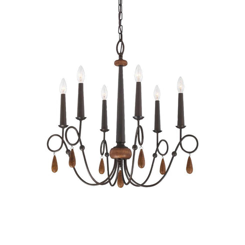 Eurofase 25591 Corso 6 Light Chandelier Wood Model: 25591-019
