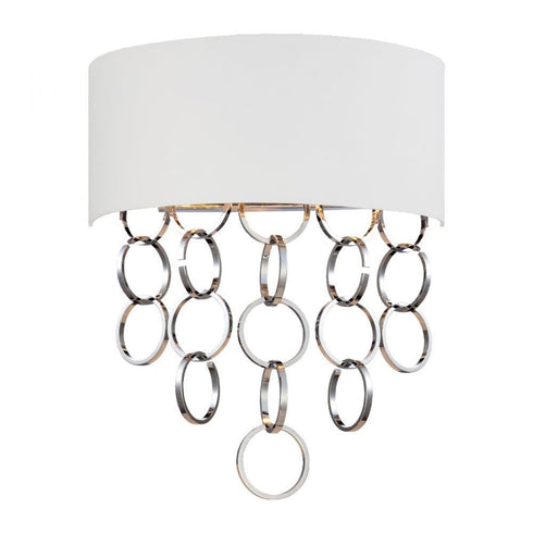 Eurofase 25612-011 Novello 2 Light Wall Sconce Chrome Finish White And Chrome Shade