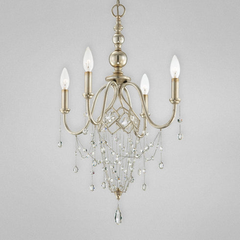 Eurofase 25627-015 Collana 4-light Chandelier, Silver Leaf Finish
