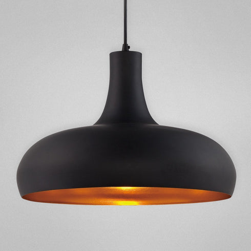 Eurofase 25687-026 Una Formed Metal Light Pendant, Black And Textured Antique Gold Shade, Black Finish, 1 A26 Light Bul
