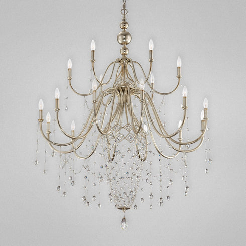 Eurofase Collana 18 Light Chandelier Silver Leaf Model: 25631-012