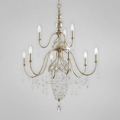 Eurofase Collana, 9 Light Chandelier , Silver Leaf Model: 25630-015