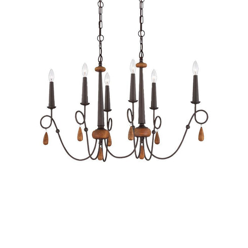 Eurofase Corso 6 Light Chandelier Oval Wood Model: 25592-016