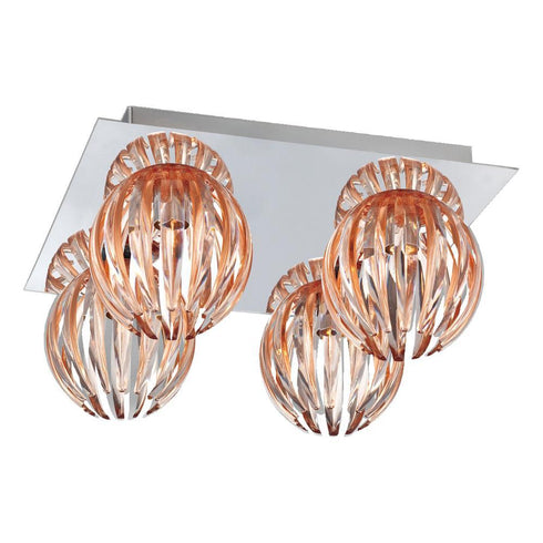 Eurofase Cosmo 4 Light Flushmount Chrome Amber Model: 23207-011