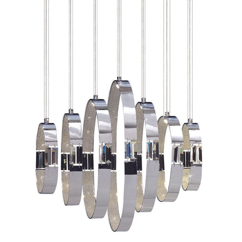 Eurofase Glade Suspended Polished Chrome Rings With Crystal Model: 28559-016