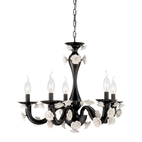 Eurofase Martina 5 Light Chandelier Blac White Model: 25572-025