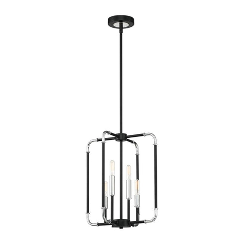Eurofase Percy Modern Pipe Chandelier In Black And Chrome Model: 37128-012