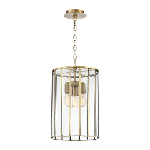 Eurofase Saville Mid Century Crafted Brass Cage With Clear Model: 37085-018
