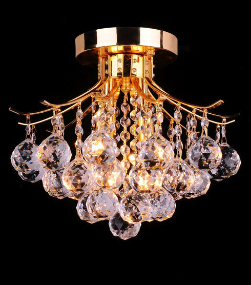 Gold 12" Wide Crystal Balls Ceiling Light