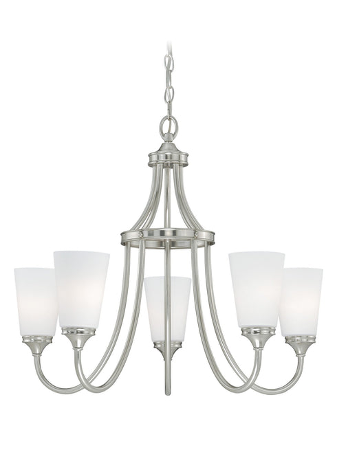 H0054 Vaxcel Lorimer 5L Chandelier Satin Nickel