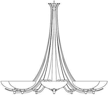 Hubbardton Forge Aegis 7 Arm Chandelier Model: 191237-SKT-25-ZX0123