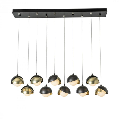 Hubbardton Forge Brooklyn 10 Light Double Shade Rectangular Model: 131205-SKT-STND-14-05-GG0711