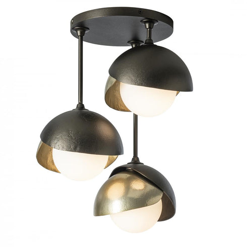 Hubbardton Forge Brooklyn 3 Light Double Shade Semi Flush Model: 121374-SKT-10-20-GG0711