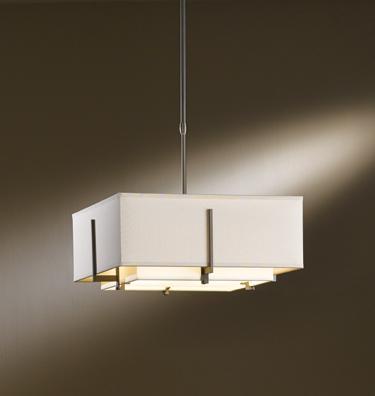 Hubbardton Forge Exos Square Small Double Shade Pendant Model: 139625-SKT-LONG-10-SA1205-SA1605